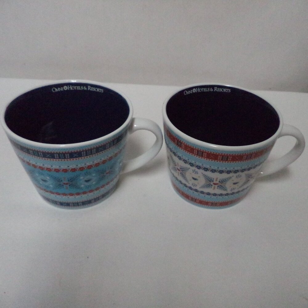 Honey & Hank Omni Hotels & Resorts Mug Cup Set 2 Fair Isle Winter Christmas NEW